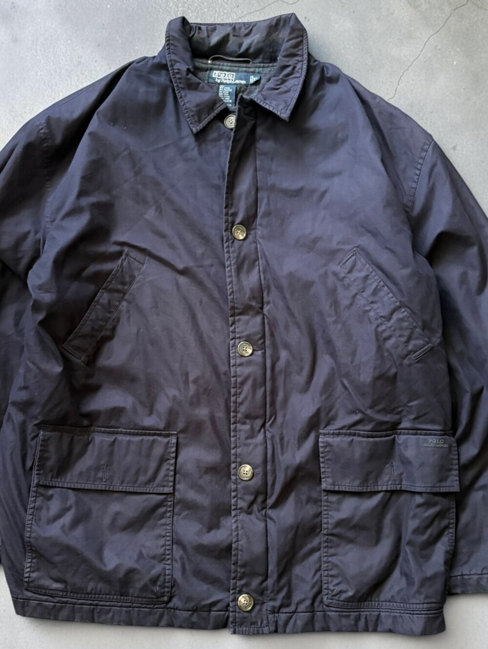 Vintage 1990s Polo Ralph Lauren Flannel Lined Military Utility jacket Mens XL